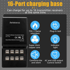 Retekess UHF Wireless Translation System Transmitter 15 Receivers Charging Base