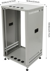 22U Floorstanding Open Frame Server Rack Carbon Steel With Wheels Grey