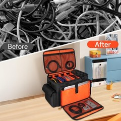MRINCA DJ Equipment Bag, Cable Organizer Bag with 8-Slot Mic Stand Storage, L…