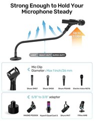 Etour 19-inch Gooseneck Microphone Holder 19 Inch + Flange Mount, Black
