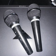 Audio-Technica Lo-Z Wired Handheld/Stand-Held Microphones, Black Pair (2)
