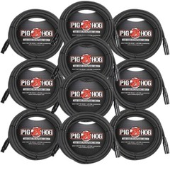 10 Pack Pig Hog PHM20 XLR High Performance 8mm Microphone Cable, 20 Ft – New