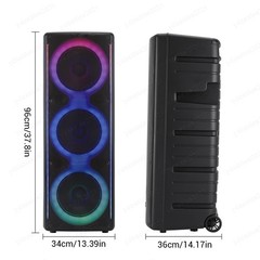 Triple 10″ Woofer 4000W Bluetooth Speaker Rechargable For Party FM Karaok DJ AUX