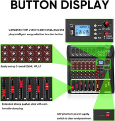 FULODE CT60 6-Channel Professional Mixer Audio Bluetooth U Disk 48V Phantom Powe