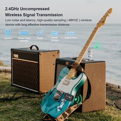 2.4GHZ Wireless Guitar System Rechargeable Lithium Battery Receiver Set for Bass
