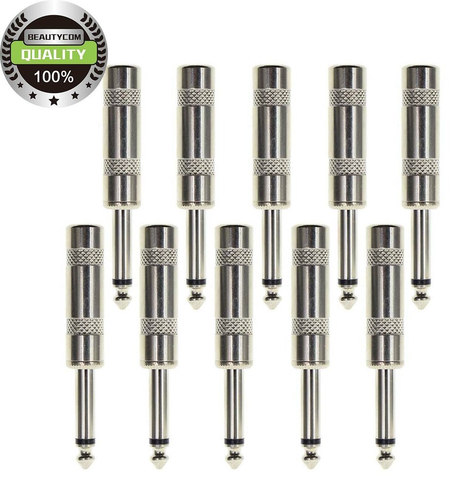 10pc 1/4″MONO TS Phone Audio Phono Guitar Cable Male Connector Plug Jack 6.35mm