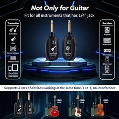 Wireless Guitar System UHF 2 Modes, Rechargeable Li-Battery, 100ft Range, A8-2
