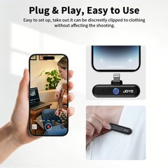 JOYO 2.4G Wireless Live Streaming Microphone System Rechargeable Lightning Port
