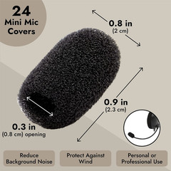 Juvale Headset Microphone Foam Windscreens – Noise Reduction Microphone Windscre