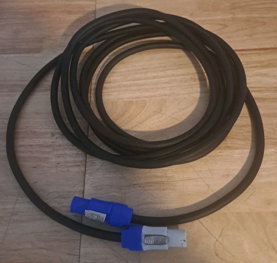 Powercon Cable, 3 Con, 14 AWG 16’ft 2 Connectors NAC3FCB -NAC3FCA 250V 20A