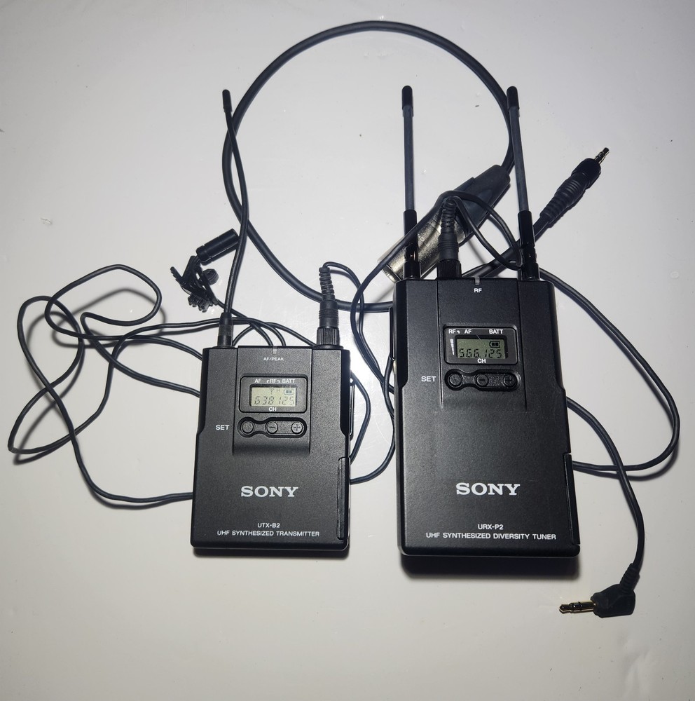 Sony UTX-B2 UHF Transmitter & URX-P2 UHF Tuner, Lavalier Microphone, XLR Output