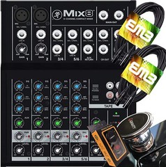 Mackie Mix8 8-channel Compact 6-input Desktop Mixer + 2x XLR Cables + Magnet