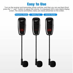 NEW 165FT Range UHF Wireless Microphone Headset Mic System+Digital Screen Speech