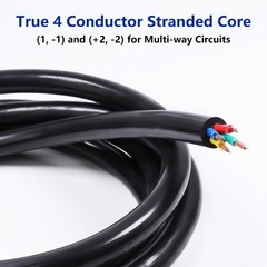 3 Feet Speakon Male Plug to Female Socket Cable 4 Conductor Pro Panel Mount Wire