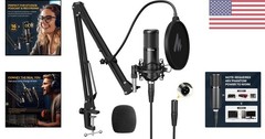 High Sensitivity Cardioid Microphone with Adjustable Boom Arm for Studios