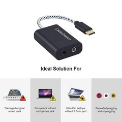CableCreation Type C External Sound Card with 3.5 mm 1-Pack, Black USB C