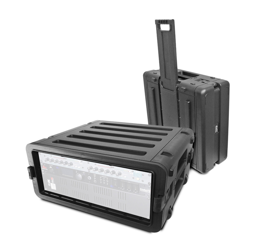 4 Space DJ Rack Road ABS Case with Pull Out Handle and Wheels by Prox