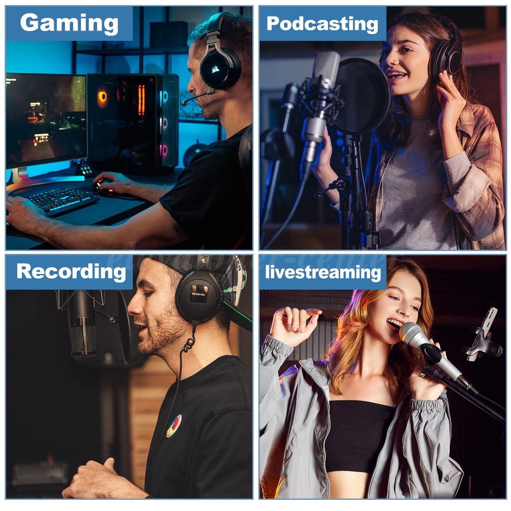 Headset Studio Recording Kit Podcast Mixer Equipment Condenser Microphone Set US