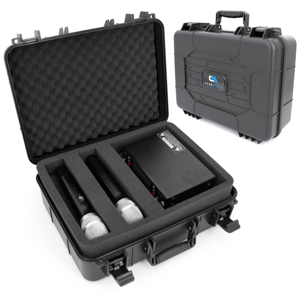 Casematix Hard Microphone Case fits Shure & Sennheiser Wireless Mic Systems