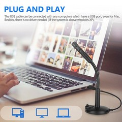 NEW Mini USB Condenser Microphone with Stand – Plug & Play for PC/Laptop/Mac