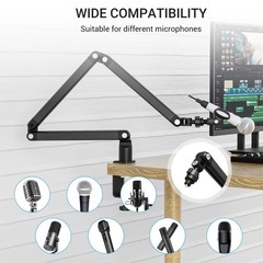 Adjustable Microphone Arm Stand for Streaming, Podcasting, and Gaming