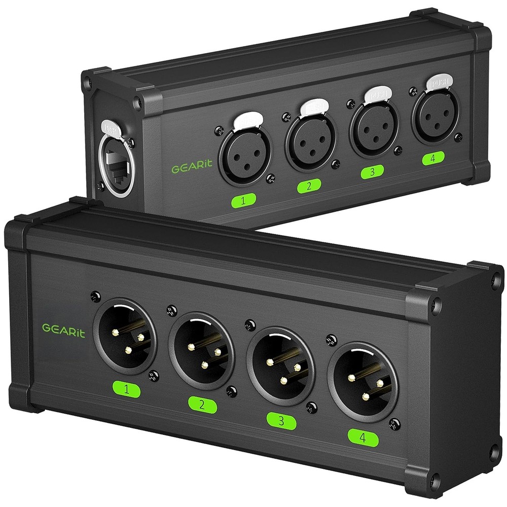 4-Channel XLR/DMX to RJ45 Ethernet Extender for Live Sound & Lighting