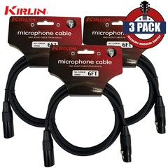 3-PACK Kirlin 6FT XLR Male/Female 20AWG Microphone Audio Cable Black MPC-270