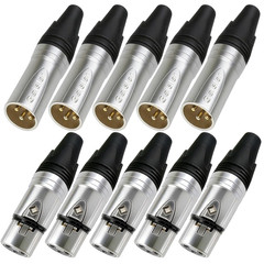 10 PCS XLR 3pin Male Plug and Female Socket with Fine Nickel Plated housing