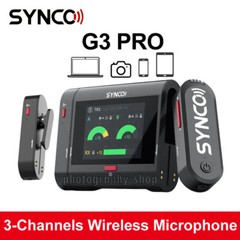 SYNCO G3 PRO 2.4G 3-Channel Wireless Lavalier Microphone 1.8-inch Touch Screen