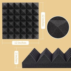 12~96 PACK 12″X12″X0.4″ Acoustic Foam Panel Studio Soundproofing Wall Tiles USA