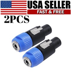 2PCS Speakon to 1/4″ Inch Connector Plug Pro Speak-On Male to 1/4 Female Adapter