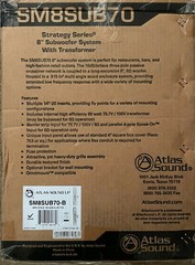 NEW – Atlas Sound SM8SUB70-B – Subwoofer – 70v or 8 Ohm – 150 Watts RMS – Black