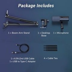 Black Microphone with Volume Control & Noise Reduction