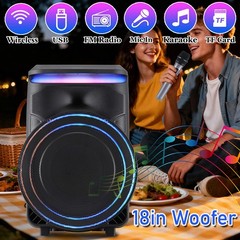 Portable Bluetooth Party Speaker 18″ Woofer Powerful Sound System LED PA Speaker