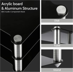 Mini Audio Component Rack Black Acrylic 2-Layer Rack Aluminium Holders Small …