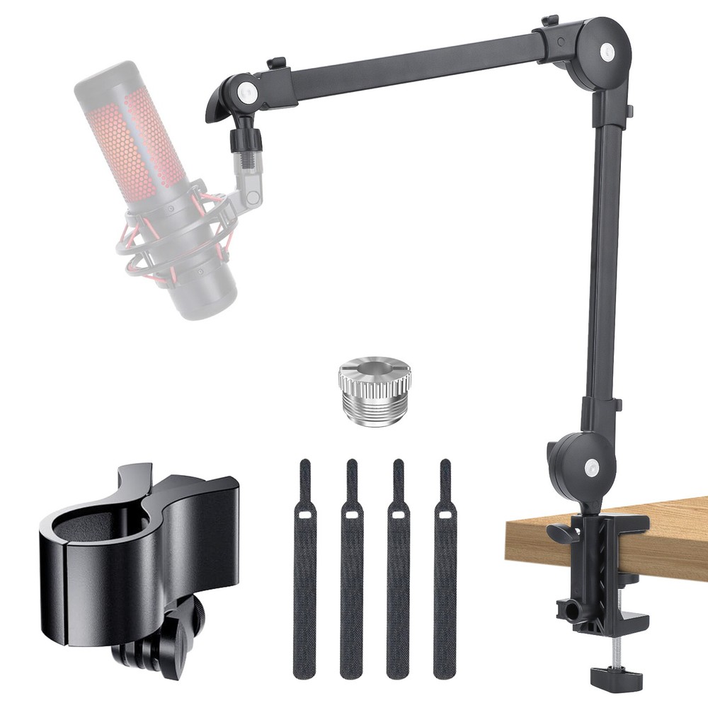 Microphone Desk Stand 360° Rotatable Mic Boom Arm with 3/8“ to 5/8“ Adapter