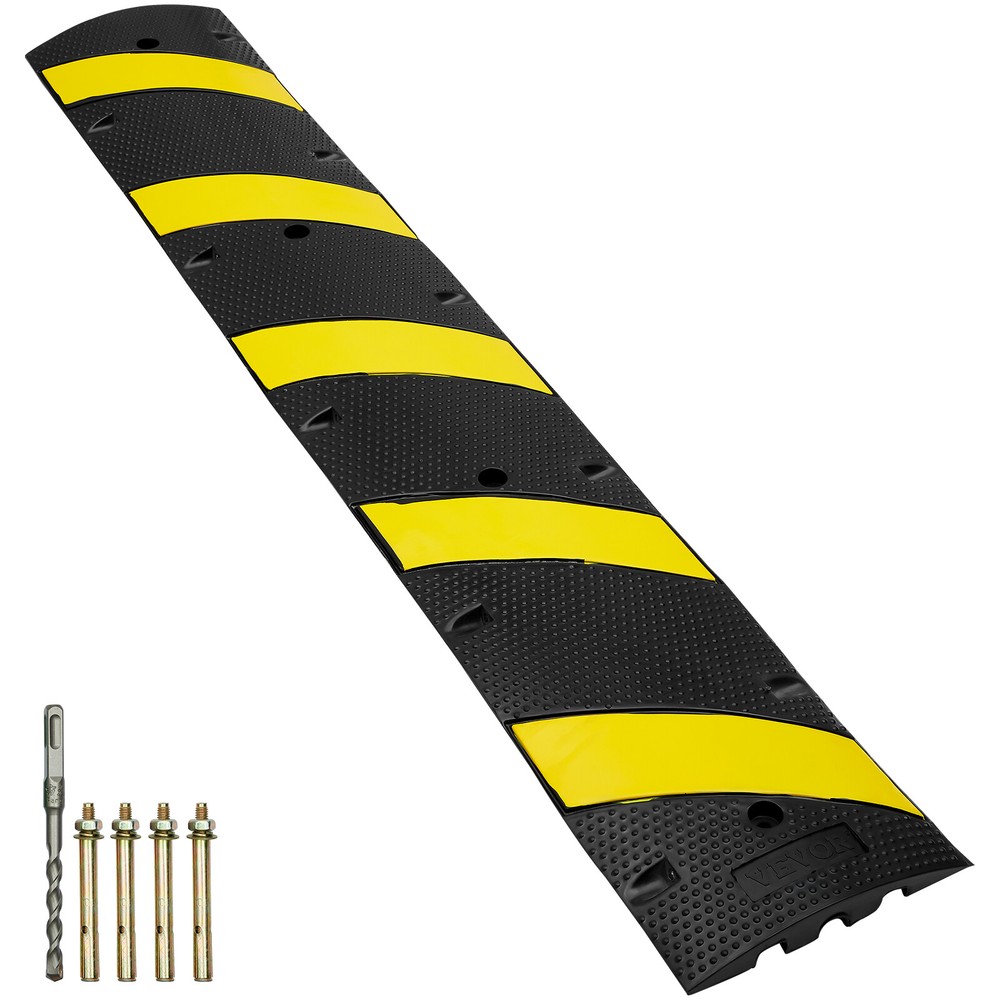 VEVOR 72“ Rubber Speed Bump 2 Channel 22000 lbs Load Heavy Duty Speed Hump