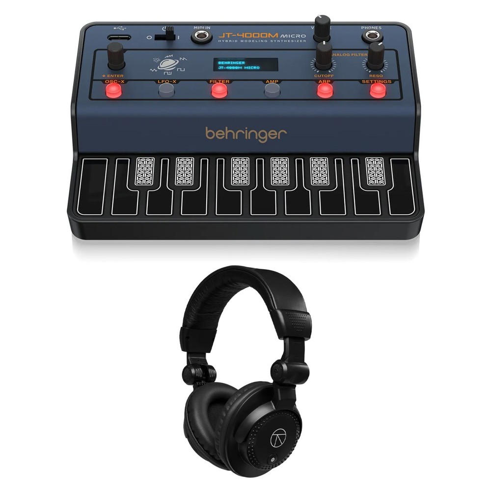 Behringer JT-4000M MICRO 16-Key 4-Voice Hybrid Modeling Synthesizer, Bundle with