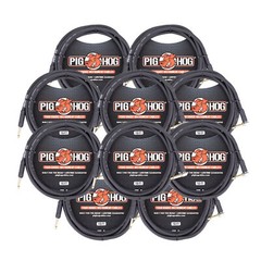 10x PigHog Tour Grade 10ft Instrument Cable – Right Angle to Straight Connectors