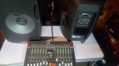 2 Active Self Powered Speaker And A 12 Channel Mixer (With Cables)