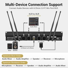 Professional 4 Handheld Dynamic Wireless Mics