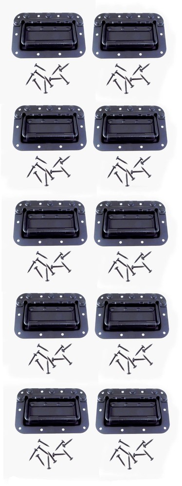 (10 PACK) PENN ELCOM H7154K Spring Loaded BLACK Recessed Case Handle w/Screws