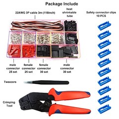 55 Sets Servo Plug Male Female Connector Crimp Pin Cable Kit with Crimping