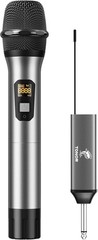 15-Channel UHF Wireless Handheld Microphone with Rechargeable Receiver – Silver
