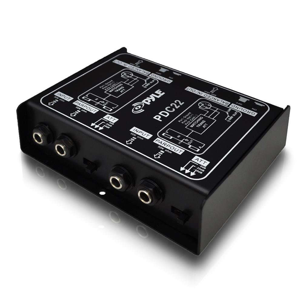 Caja audio directa pasiva PRO DI elimina zumbido entrada guitarra bajo negro