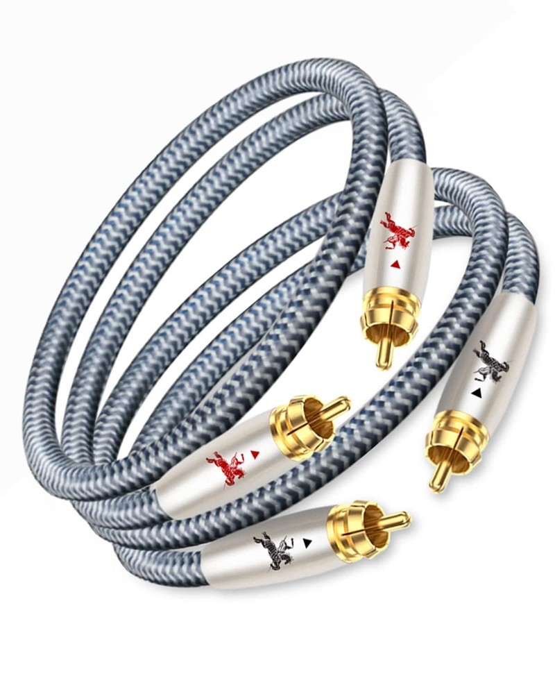 RCA Cable 2RCA to Stereo Audio 24K Gold Plated 3 m, Silver