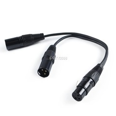 3-Pin XLR Female Jack to Dual 2 Male Plug Y Splitter Mic DJ Cable Adaptor 16 AWG