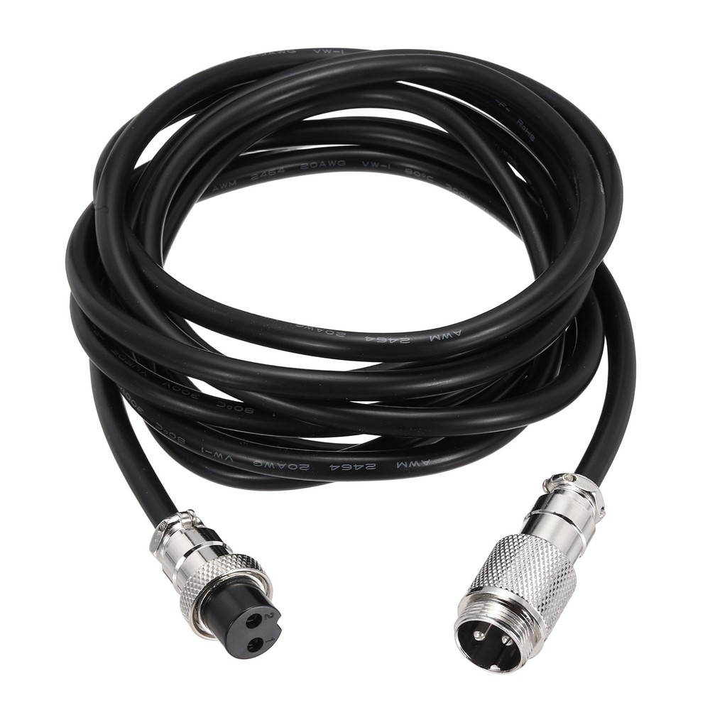 9.9ft GX16 2 Pin Cable Male to Female Head Aviation Cordset 20AWG, Black