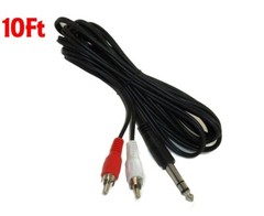 10FT 1/4″ 6.35mm Stereo Male to 2-RCA L+R Male Plug Dj Guitar Cable Audio Cord