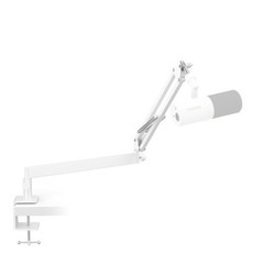 T20LP White Mic Arm Desk Mount Low Profile Boom Stand 3/8 5/8 Screw Adapter